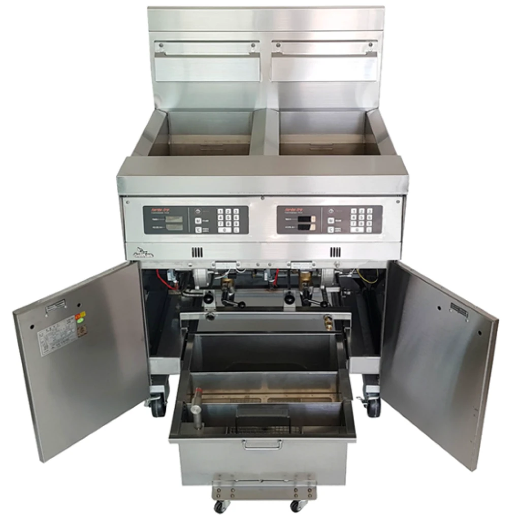 KTE DELITAS FRYERS MODEL KCF 734G2 LP GAS With BUILT IN FILTRATION SYSTEM